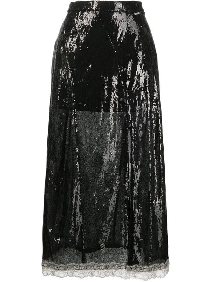 Sequin-Embellished High-Waisted Skirt