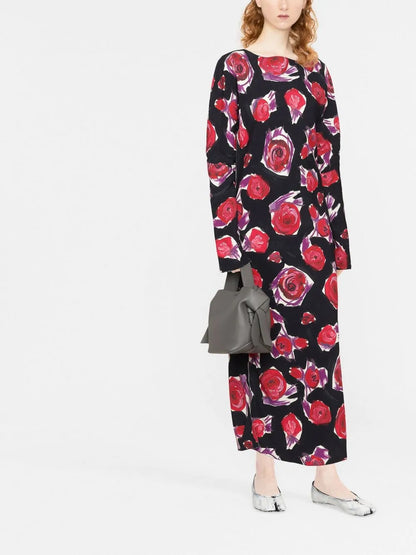 Rose Print Long Dress