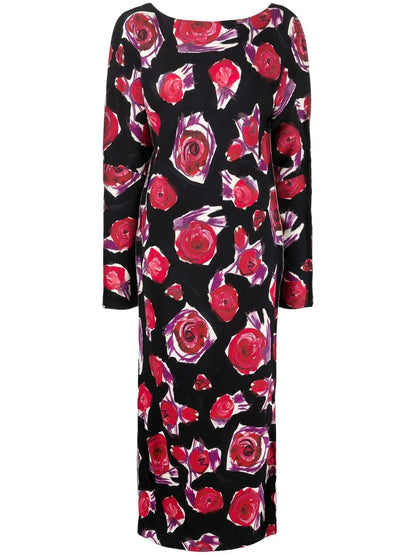 Rose Print Long Dress