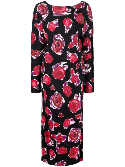 Rose Print Long Dress