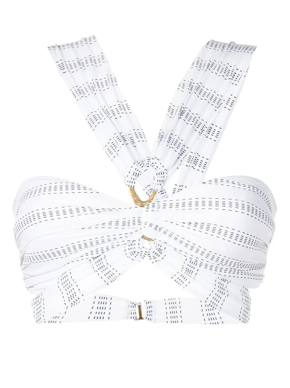 Striped Ring-Detail Bikini Top