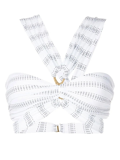 Striped Ring-Detail Bikini Top