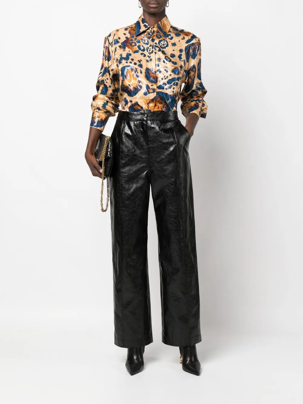 Leopard-Print Concealed Shirt