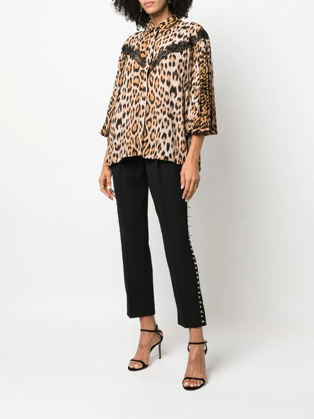 Lace-Detailed Leopard-Print Shirt