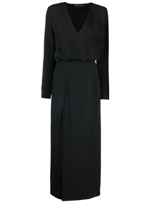 Slit-Detail V-Neck Dress