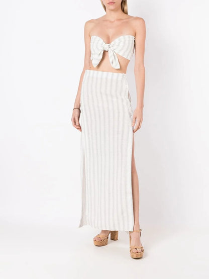 Stripe-Print Maxi Skirt