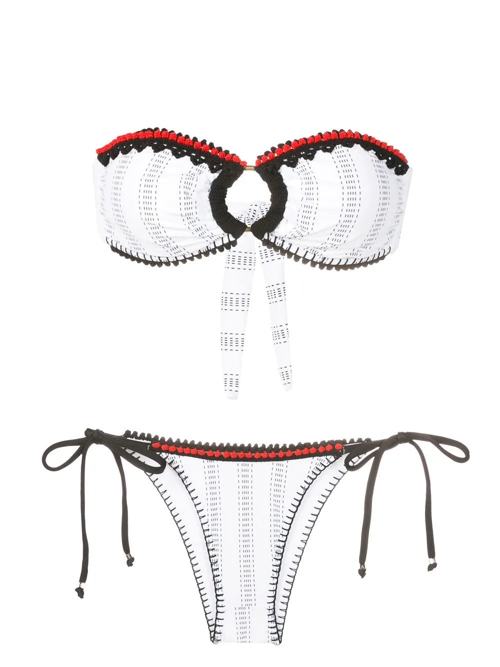 Stripe-Print Crochet-Trim Bikini