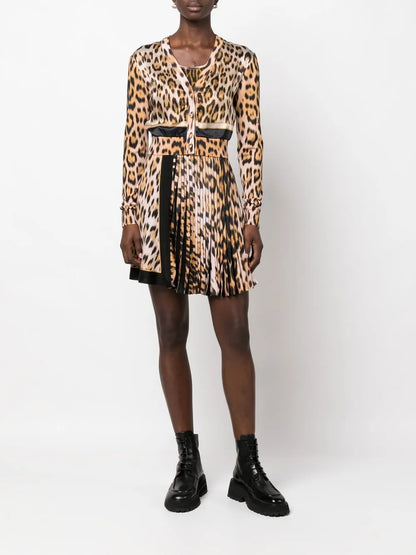 Leopard-Print Cropped Cardigan