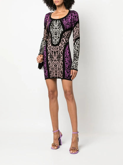 Animal Print Panelled Minidress