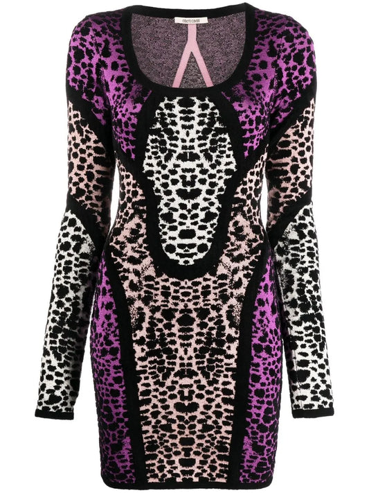 Animal Print Panelled Minidress