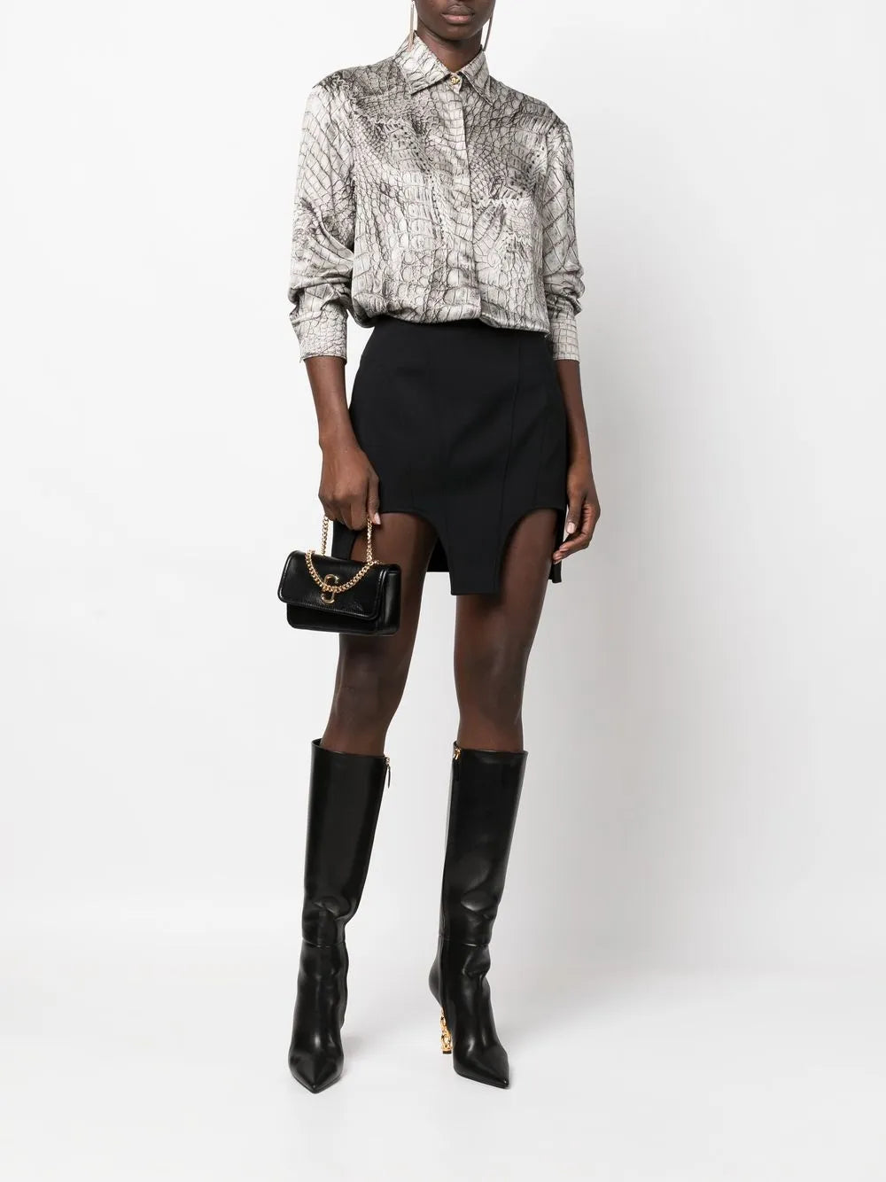 Crocodile-Print Long-Sleeve Shirt