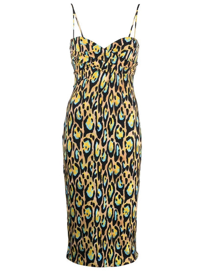 Leopard Print Sleeveless Midi Dress