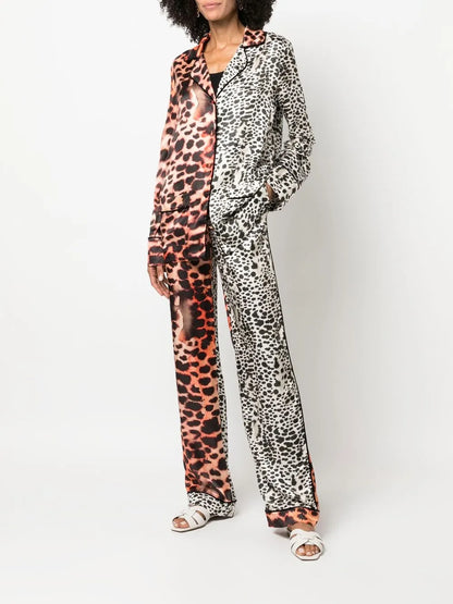 Leopard Print Panelled Trousers