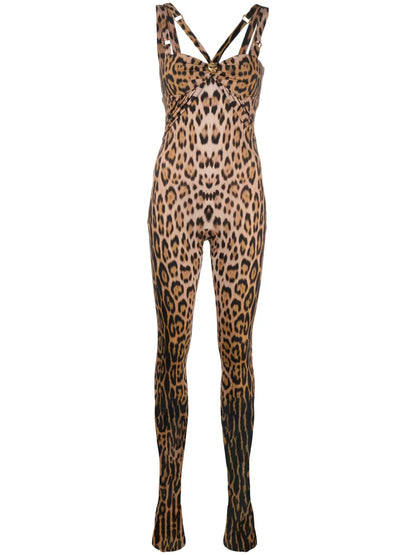 Leopard-Print Sleeveless Jumpsuit