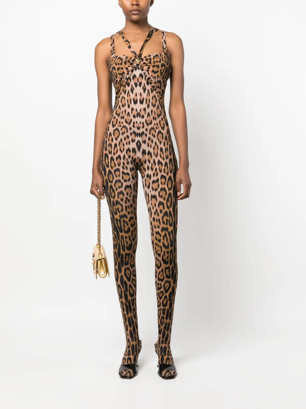 Leopard-Print Sleeveless Jumpsuit
