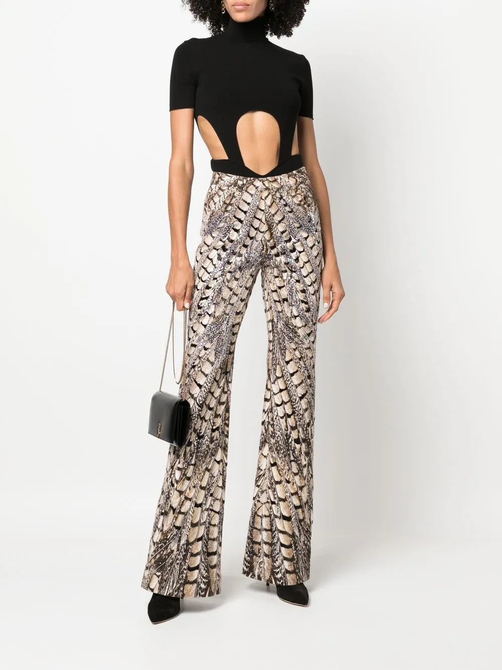 Flared Animal-Print Jeans