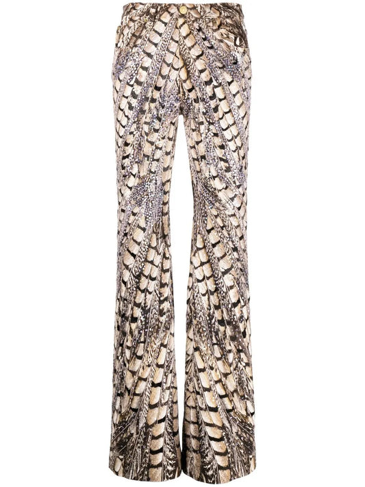 Flared Animal-Print Jeans