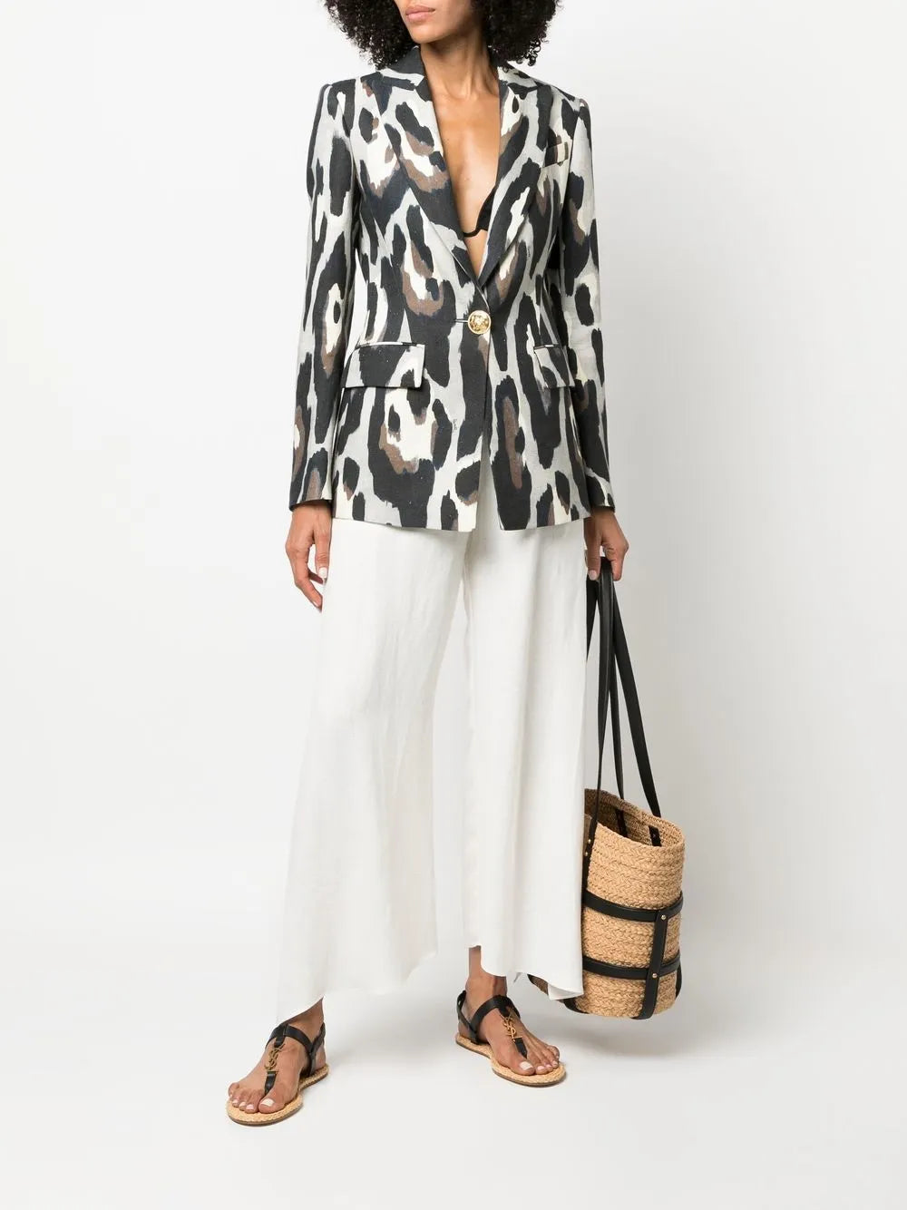 Animal-Print Tailored Blazer