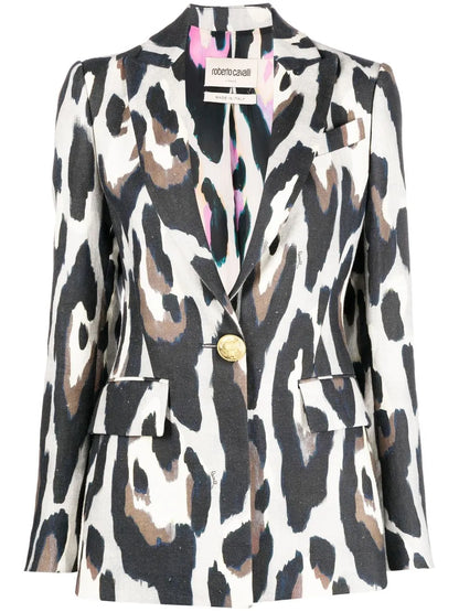 Animal-Print Tailored Blazer