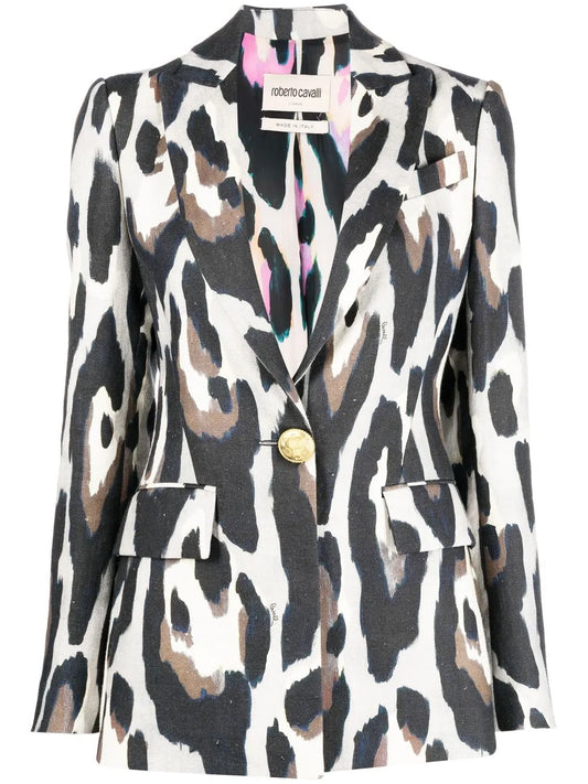 Animal-Print Tailored Blazer