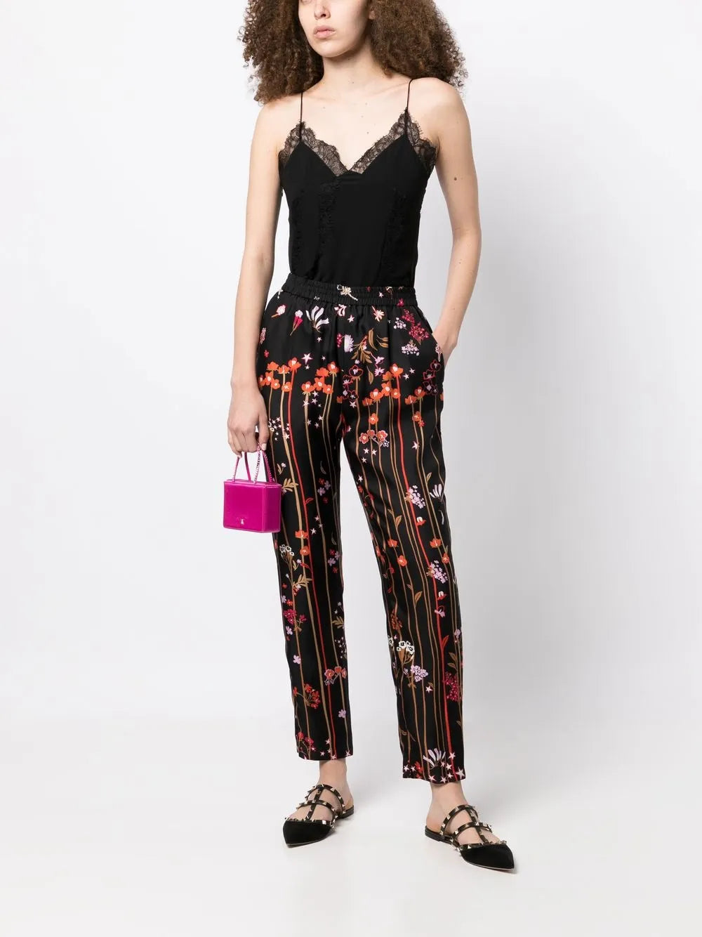 Star-Print Silk Trousers