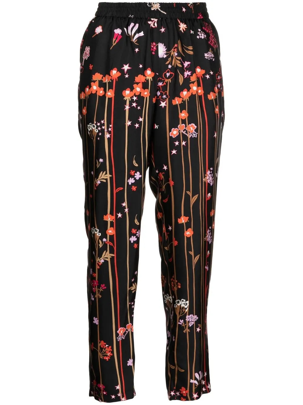 Star-Print Silk Trousers