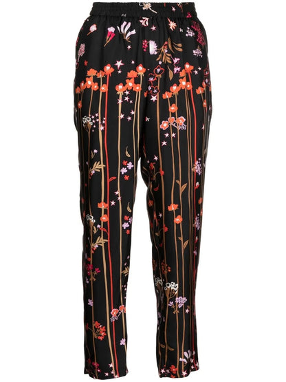 Star-Print Silk Trousers