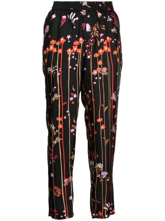 Star-Print Silk Trousers