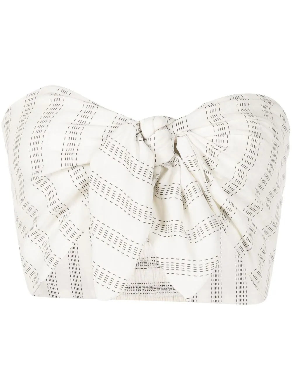 Tie-Front Printed Strapless Top