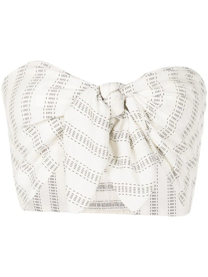 Tie-Front Printed Strapless Top
