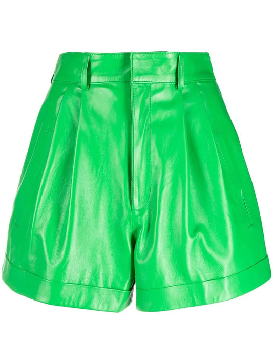 High-Waisted Leather Shorts