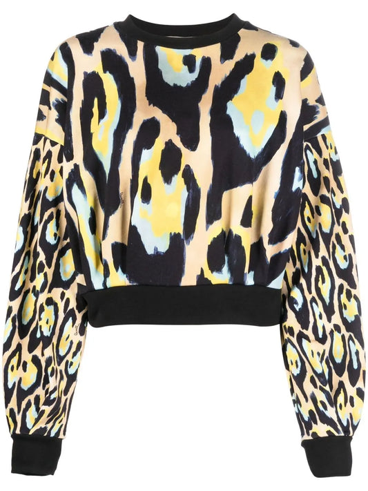 Animal-Print Cropped Sweatshirt