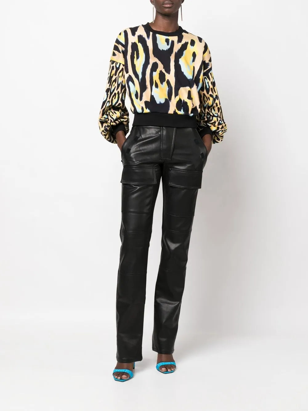 Animal-Print Cropped Sweatshirt
