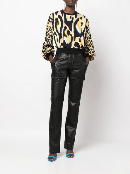 Animal-Print Cropped Sweatshirt