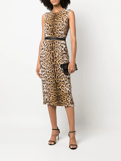 Leopard-Print Midi Dress