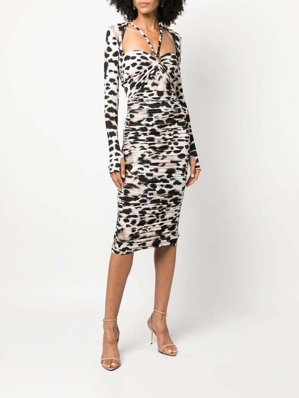 Leopard-Print Ruched Dress