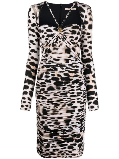 Leopard-Print Ruched Dress