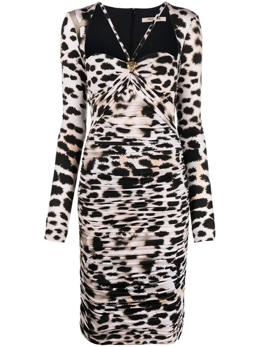 Leopard-Print Ruched Dress