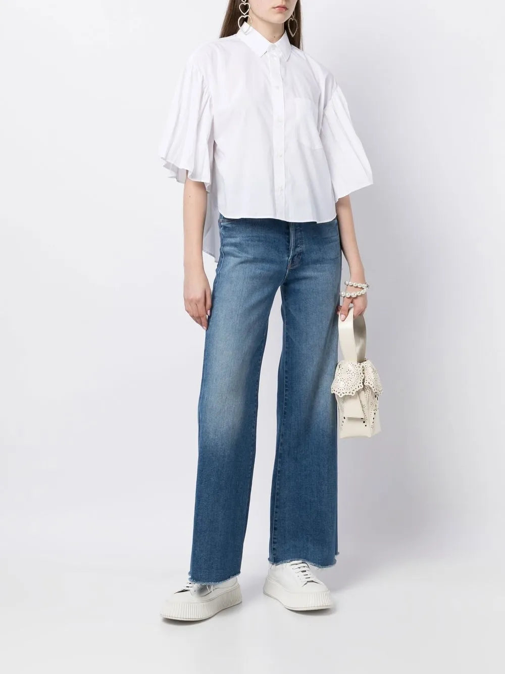 Pleated-Sleeve Detail Shirt