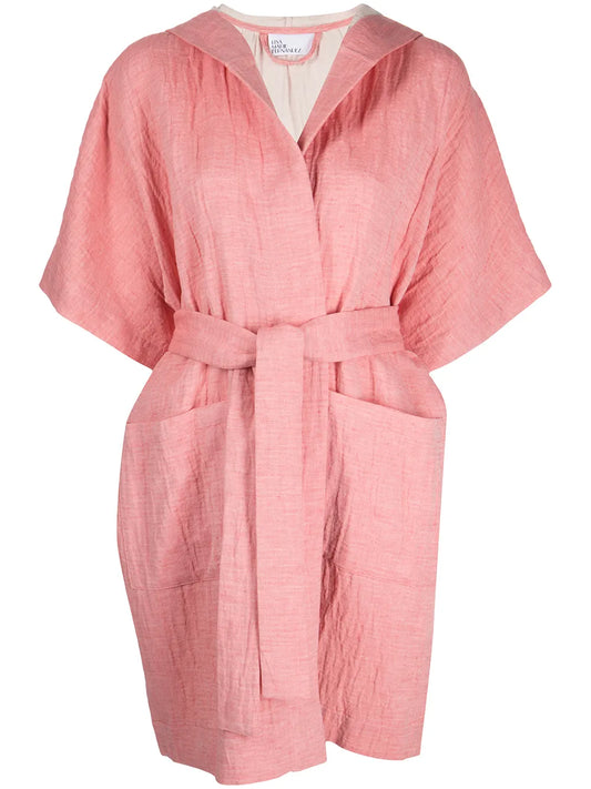 Hooded Cotton-Linen Dressing Gown