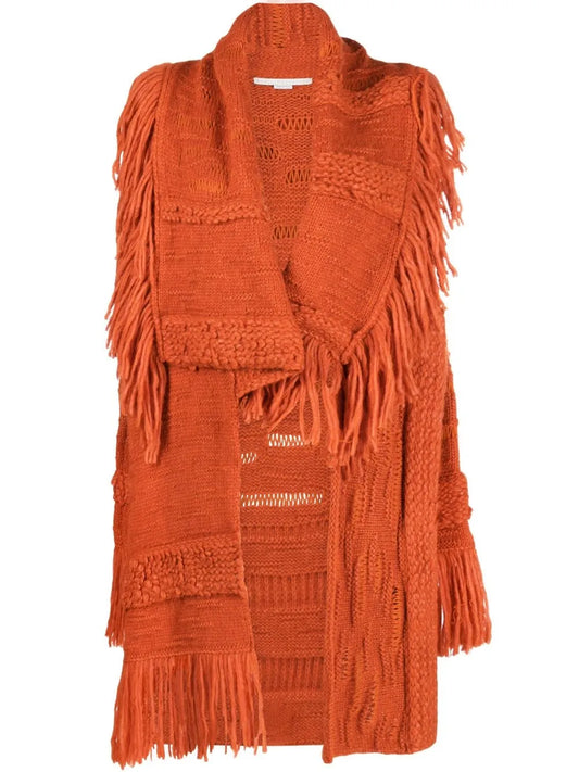Asymmetric Fringed Cardi-Coat