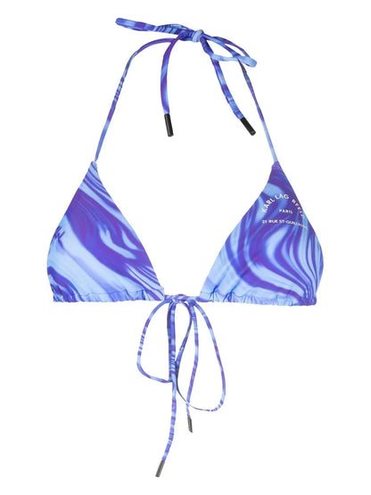 Abstract-Print String Bikini Top