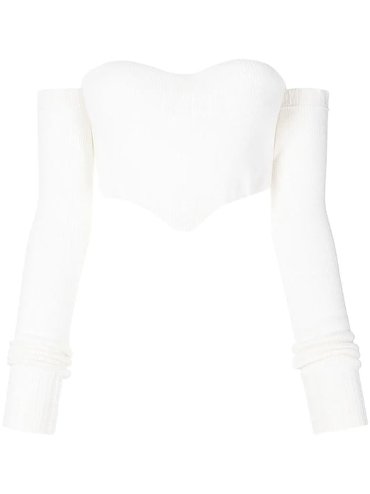 Off-Shoulder Cashmere Corset Top