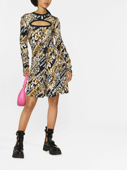 Brushed Logo-Print Mini Dress