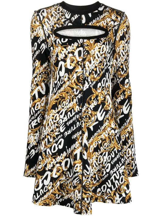Brushed Logo-Print Mini Dress