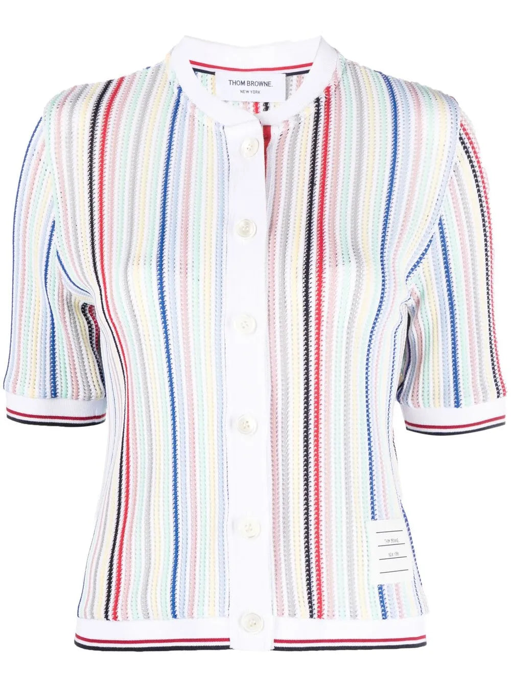 Striped Short-Sleeve Cardigan
