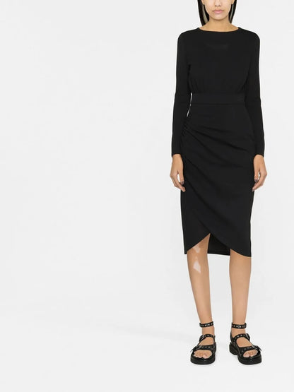 Logo-Embroidered Long-Sleeve Jersey Dress