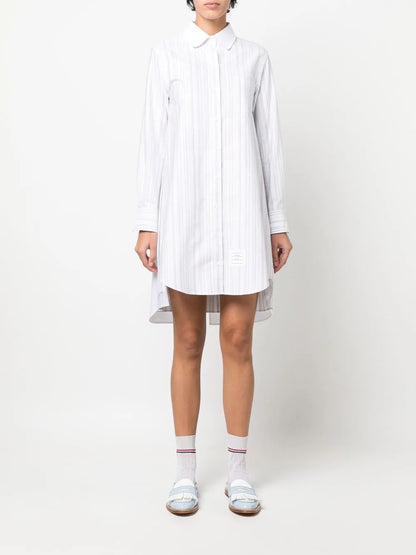 Striped Pleat-Detail Shirtdress