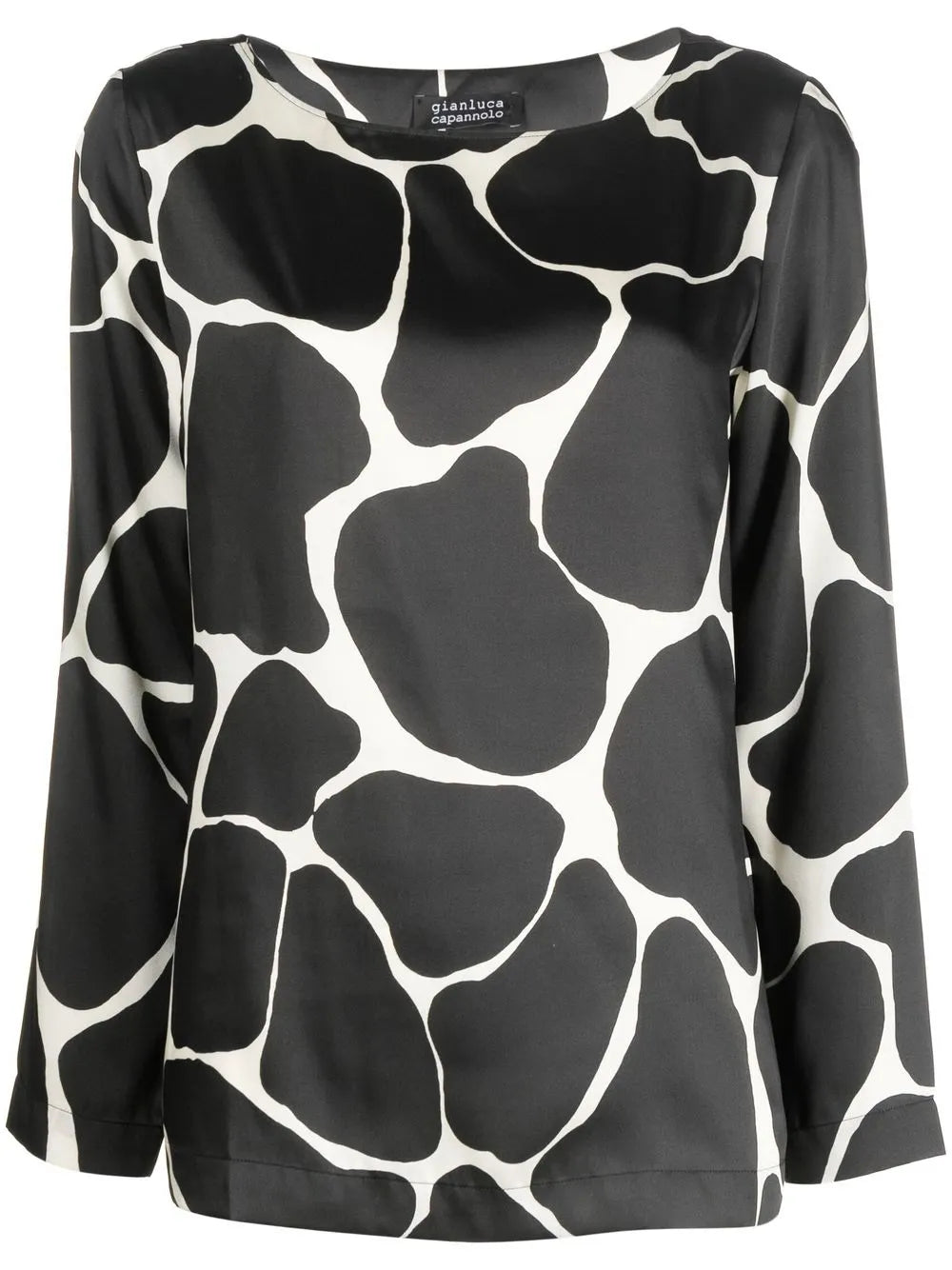 Graphic-Print Satin Top