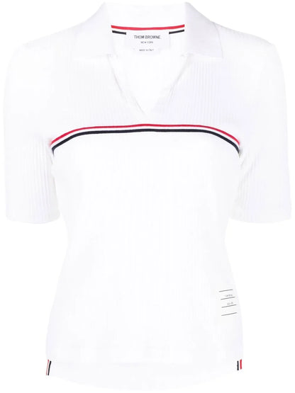 Ribbed Cotton Polo Top